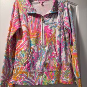 Lilly Pulitzer 1/4 Zip, Size Medium, Pullover, Cotton Blend Knit, Zipper Pull